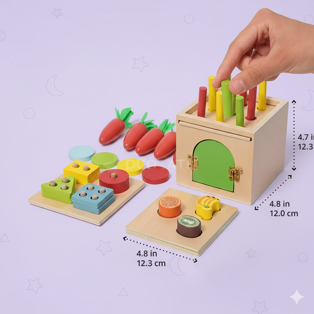 Montessori 6'sı 1 Arada Ahşap Eğitici Oyuncak Montessori Atölyesi