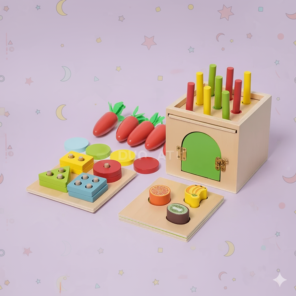 Montessori 6'sı 1 Arada Ahşap Eğitici Oyuncak Montessori Atölyesi