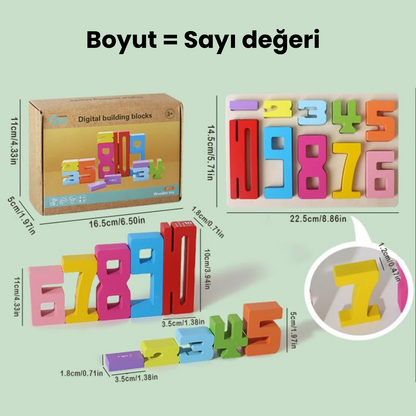 Montessori Eğitici Ahşap Sayı Blokları Montessori Atölyesi
